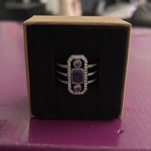 BP OG Purple Gemstone on hematite Triple-Band Ring